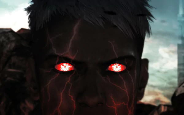 close-up glowing eyes red eyes white hair Dante (Devil May Cry) Devil May Cry video game DmC: Devil may cry HD Desktop Wallpaper | Background Image