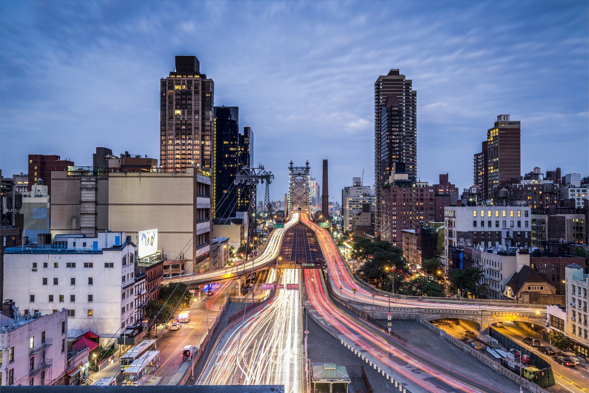 Download Manhattan Queensboro Bridge Road Building USA Time Lapse Night ...