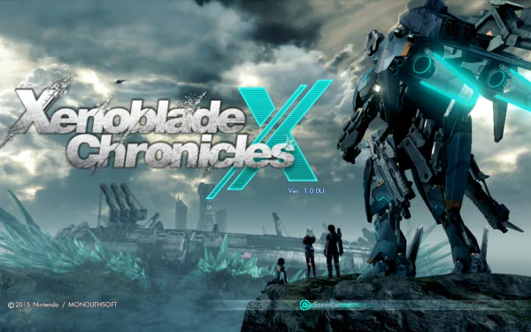 HD desktop wallpaper featuring Xenoblade Chronicles X with a mech, characters, and futuristic landscape.