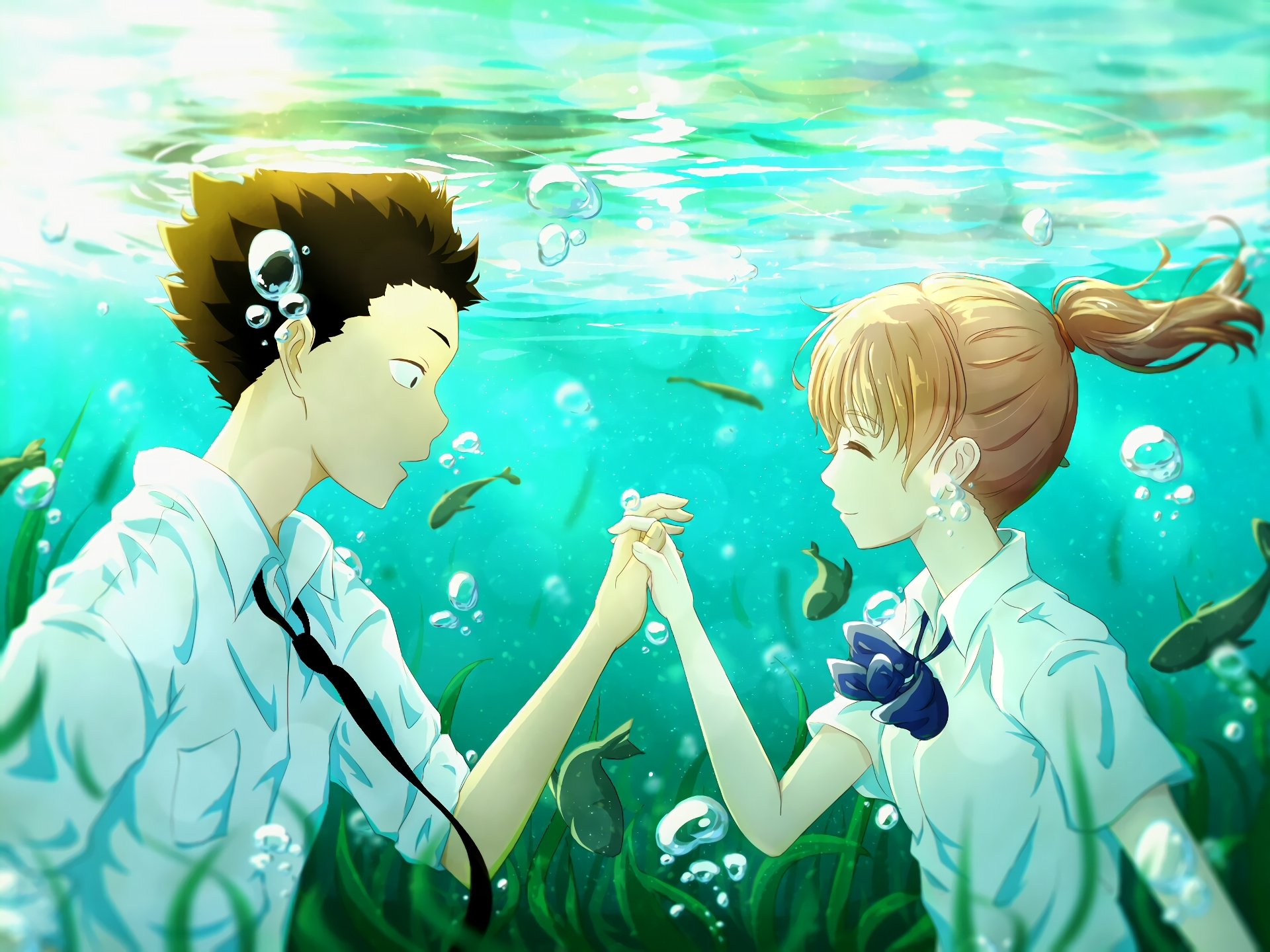 A Silent Voice Hd Wallpaper Shouya And Shouko Underwater Moment By ヤト 8626