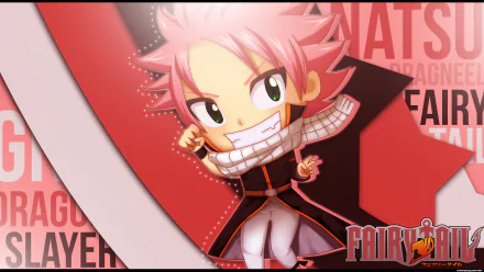 HD anime desktop wallpaper featuring Natsu Dragneel from Fairy Tail with vibrant colors and dynamic pose.