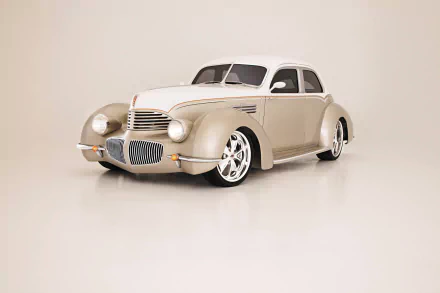 1941 Hupmobile Skylark vintage car in cream on a neutral backdrop — HD PC desktop wallpaper highlighting the vehicle's streamlined Art Deco styling.