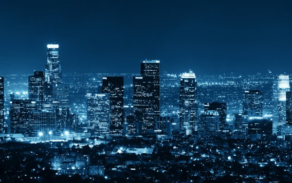 Door de mens gemaakt Los Angeles Steden Verenigde Staten USA Stad Nacht Cityscape Horizon Gebouw Wolkenkrabber HD Wallpaper | Achtergrond