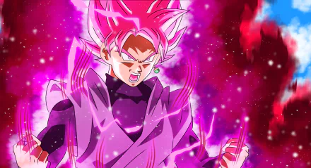 HD wallpaper featuring Black Goku in his Super Saiyan Rosé form from Dragon Ball Super, set against a vibrant and intense background.