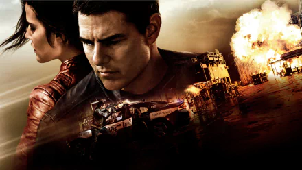 Jack Reacher: Never Go Back features Tom Cruise and Cobie Smulders in an intense action scene, showcasing dramatic visuals and thrilling elements from the movie.