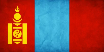 A vibrant HD desktop wallpaper featuring the flag of Mongolia, showcasing its distinct colors and emblem on a textured background.