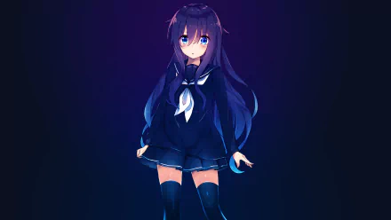 Anime-style Kantai Collection character with long blue hair and a navy sailor outfit, presented in vibrant 4K Ultra HD for PC desktop wallpaper and background.