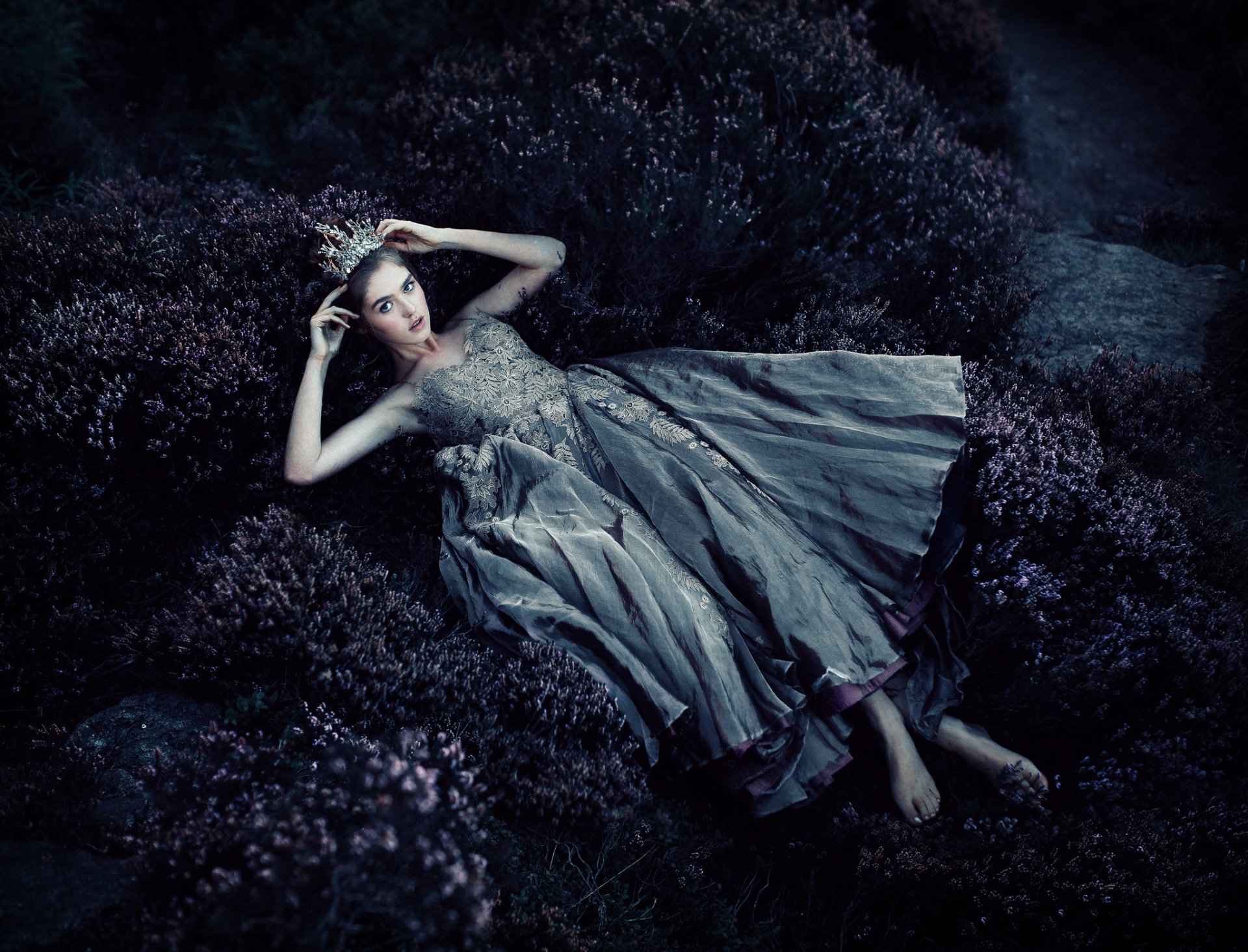 Download Lying Down Dress Crown Woman Model HD Wallpaper by rosiehardy