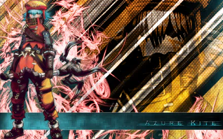 HD PC desktop wallpaper featuring an anime character from .hack//G.U., showcasing vibrant colors and dynamic digital effects against a textured, futuristic background.