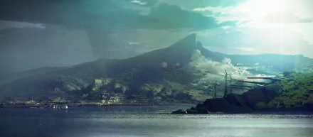 4K Ultra HD PC desktop wallpaper featuring a scenic coastal landscape from the video game Dishonored 2, showcasing detailed lighting and atmospheric effects.