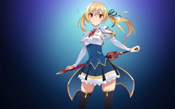 A vibrant 4K Ultra HD wallpaper featuring Lisesharte Atismata from the anime Undefeated Bahamut Chronicle, showcasing her in a dynamic pose with a stylized background.