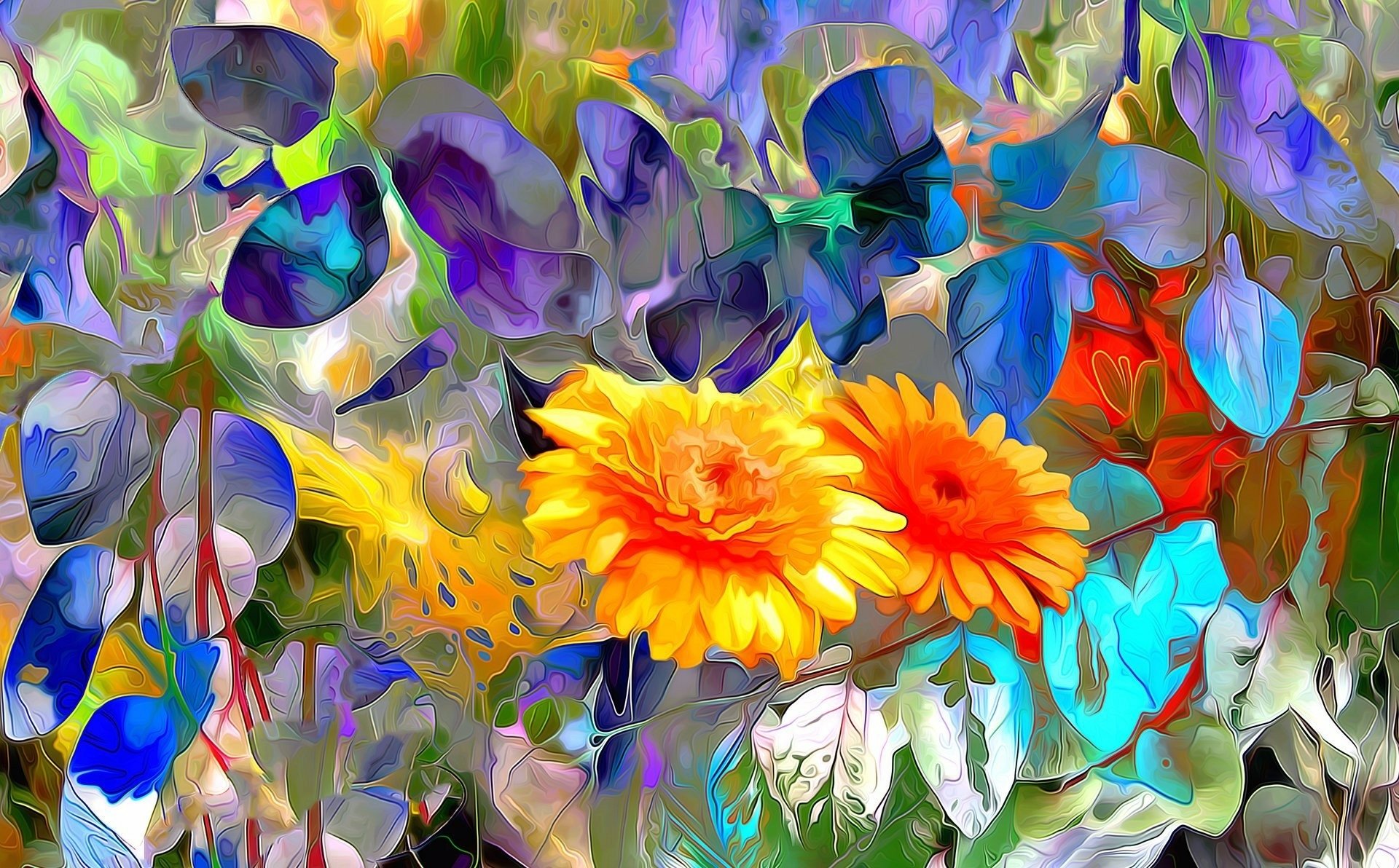 Download Colorful Colors Flower Artistic Painting HD Wallpaper