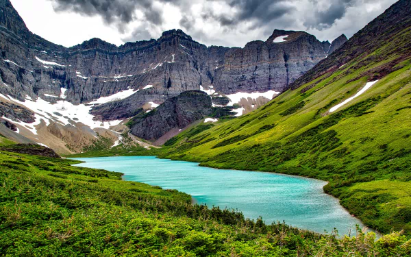 grass nature mountain cliff glacier national park Montana lake HD Desktop Wallpaper | Background Image