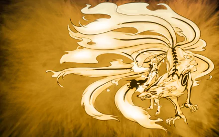 A dynamic HD wallpaper featuring Kyūbi from Naruto, showcasing a fierce and stylized depiction of Naruto Uzumaki alongside the mystical nine-tailed fox against a vibrant background.
