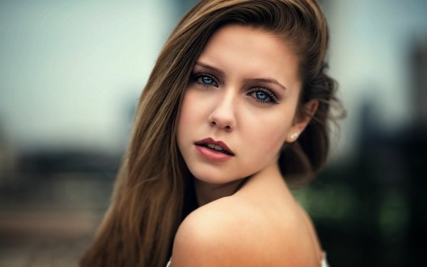 Women Face Model Blue Eyes Brunette HD Wallpaper | Background Image