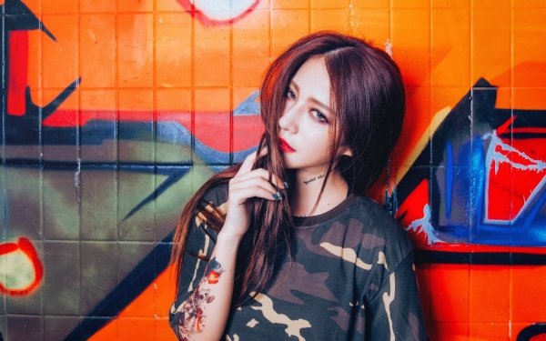 Women Asian Model Graffiti Brunette Tattoo Lipstick HD Wallpaper | Background Image