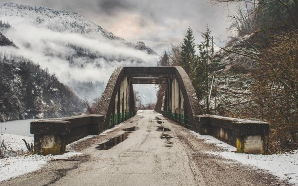 Man Made Bridge Bridges Fog Winter Road HD Wallpaper | Background Image