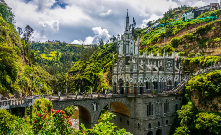  Las Lajas Shrine in the municipality of Ipiales and inside the canyon of the Guáitara River, Spain