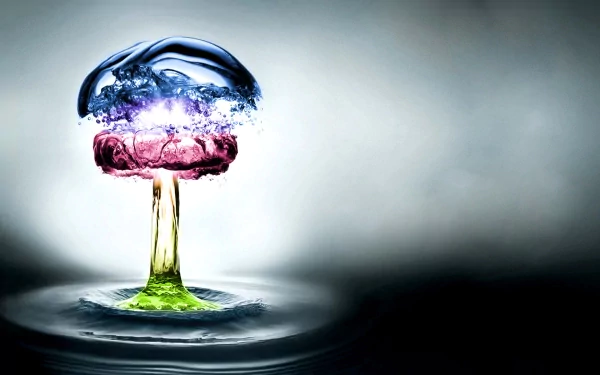 HD desktop wallpaper featuring an artistic image with vibrant colors, resembling a colorful splash or a creative representation of a water droplet explosion.