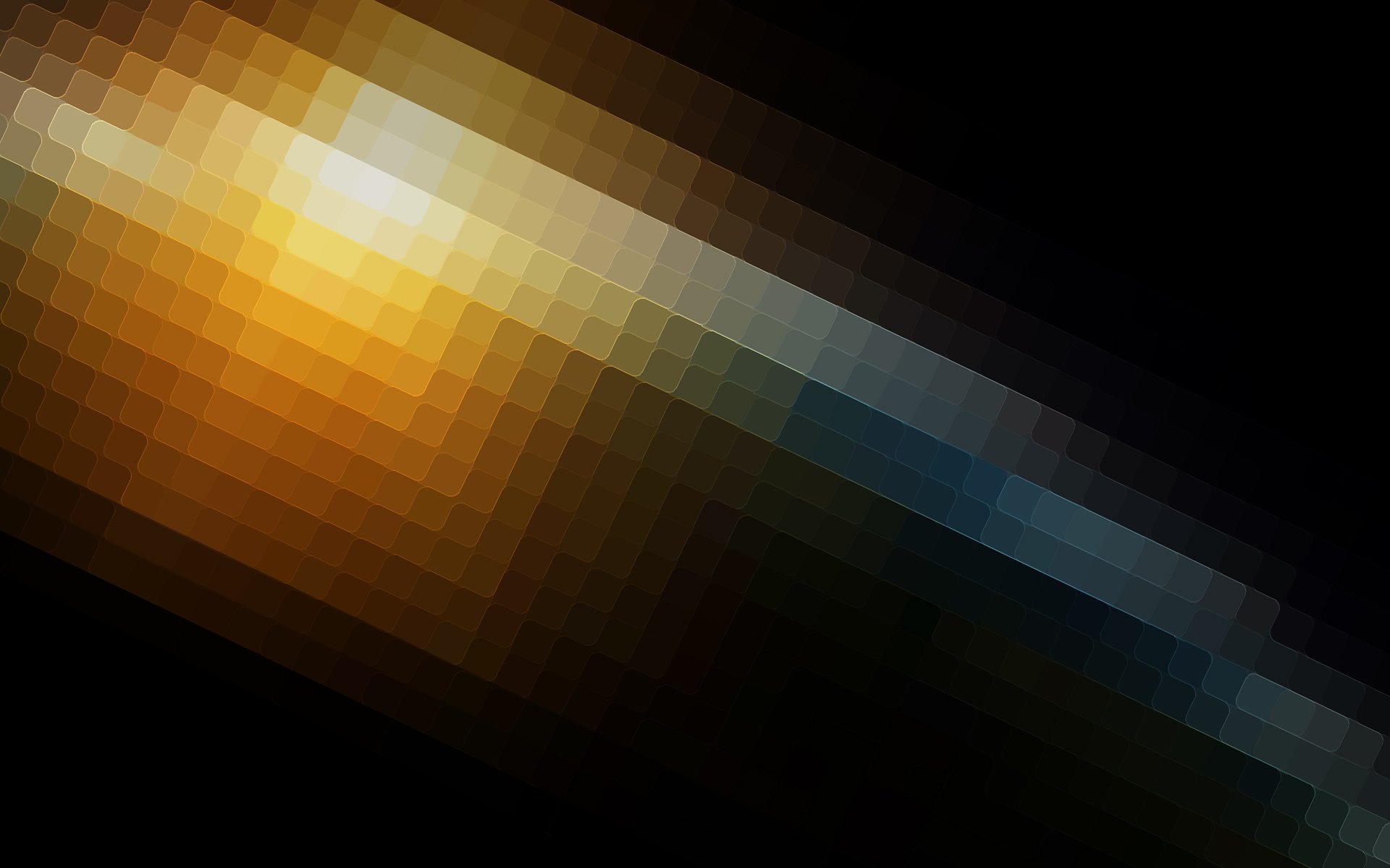 Abstract design featuring a pixelated pattern with warm golden and cool blue tones, creating a dynamic HD desktop wallpaper and background.