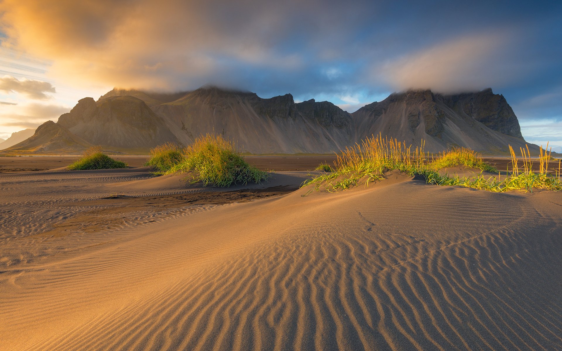 Download Iceland Sand Cloud Mountain Nature Vestrahorn HD Wallpaper