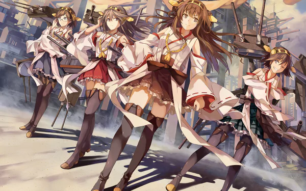 Kirishima (Kancolle) Hiei (Kancolle) Haruna (Kancolle) Kongou (Kancolle) Anime Kantai Collection HD Desktop Wallpaper | Background Image