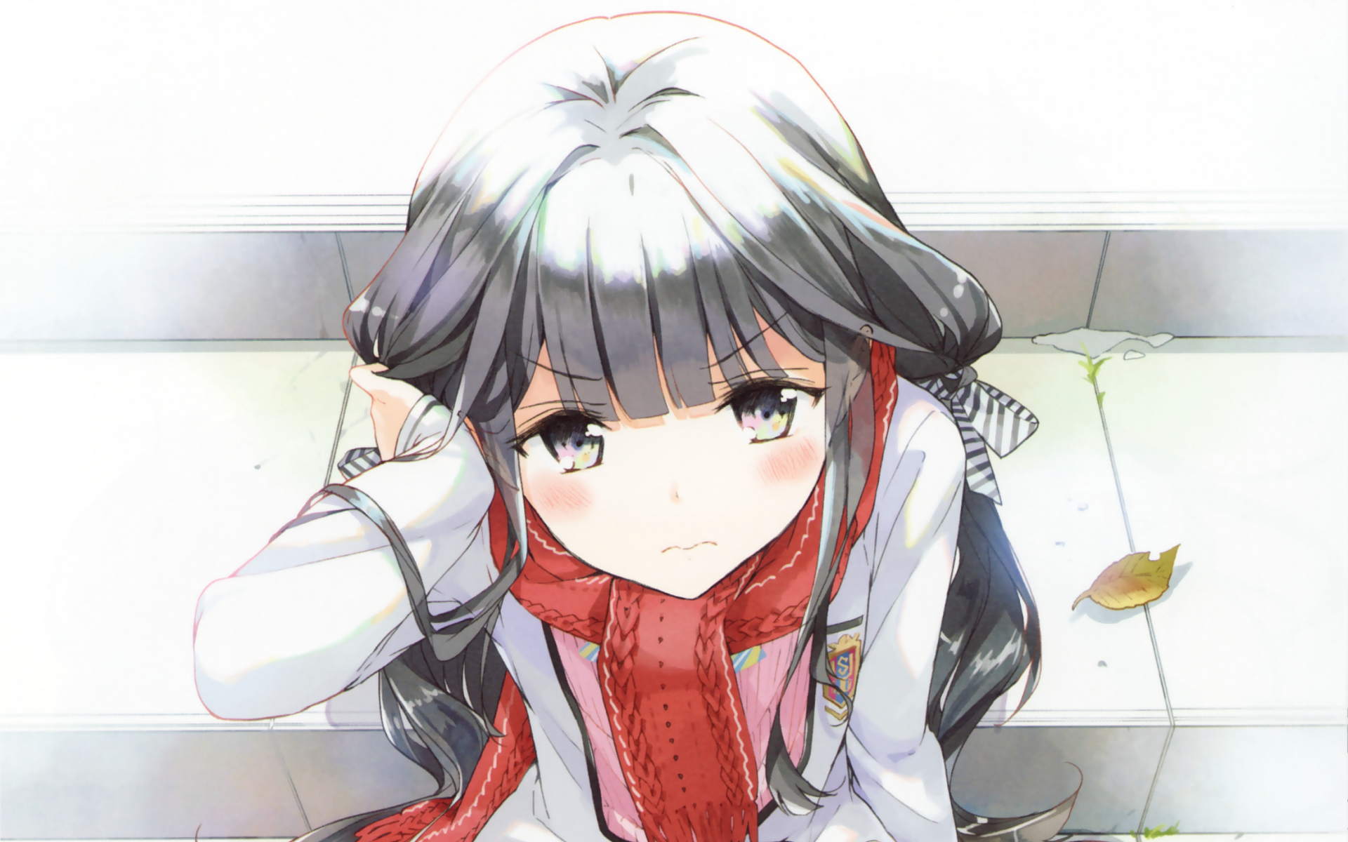 Aki Adagaki from Masamune-kun no Revenge looks contemplative, set against a soft background. This HD wallpaper captures her thoughtful expression beautifully.