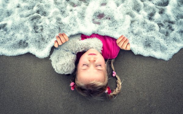 Photography Manipulation Little Girl Sleeping Sea Sand HD Wallpaper | Background Image