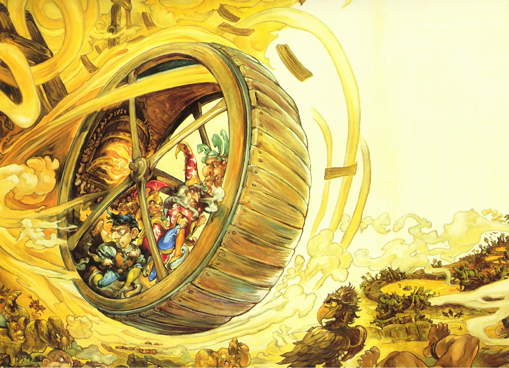 Colorful sci-fi artwork by Josh Kirby depicting a vivid and dynamic landscape