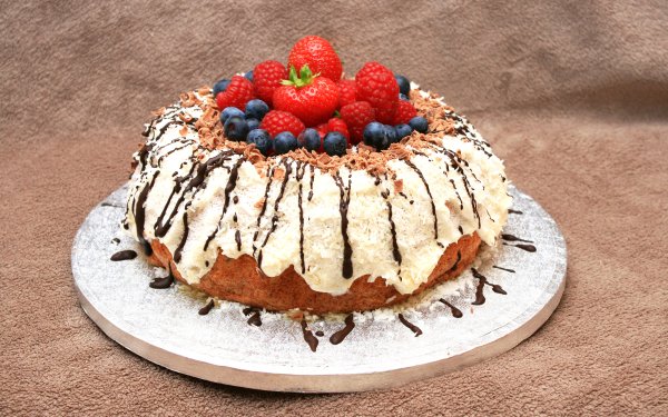 Food Cake Fruit Berry Blueberry Strawberry Raspberry HD Wallpaper | Background Image