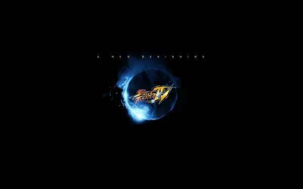 HD PC desktop wallpaper featuring the Street Fighter IV logo with dynamic blue energy effects, capturing the essence of the iconic video game series.