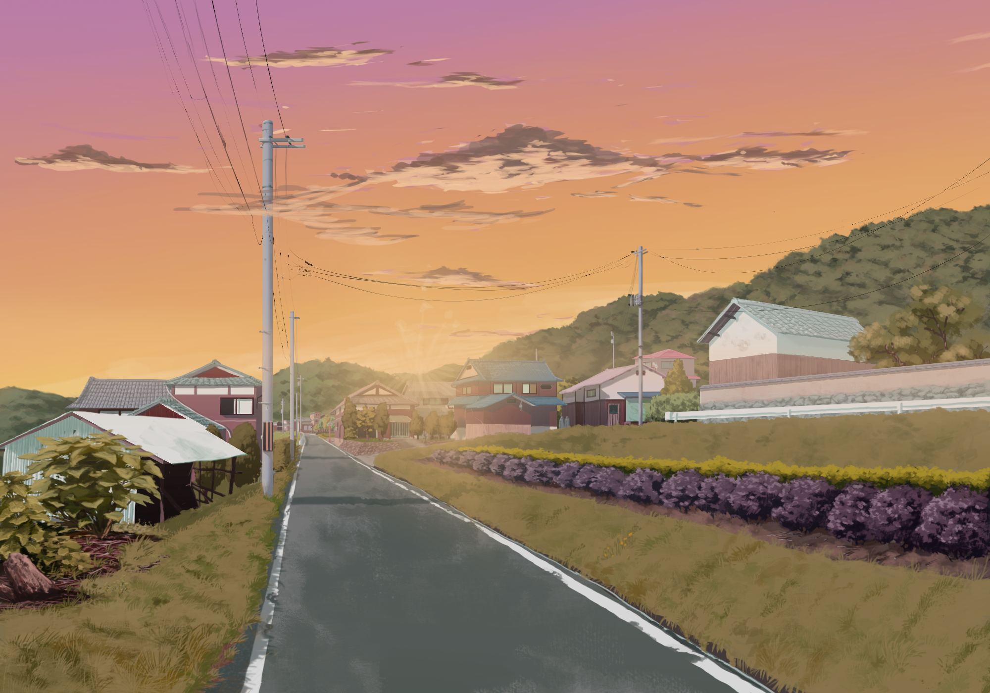 Anime Road HD Wallpaper | Background Image