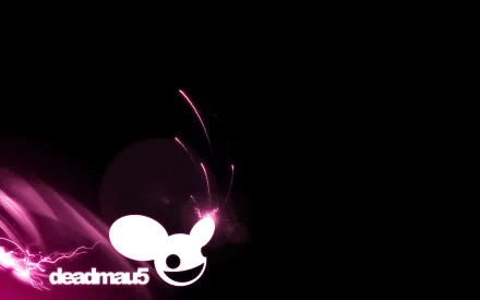 HD PC desktop wallpaper featuring Deadmau5’s iconic mouse head logo with vibrant pink electric light effects on a black background, blending music and digital art.
