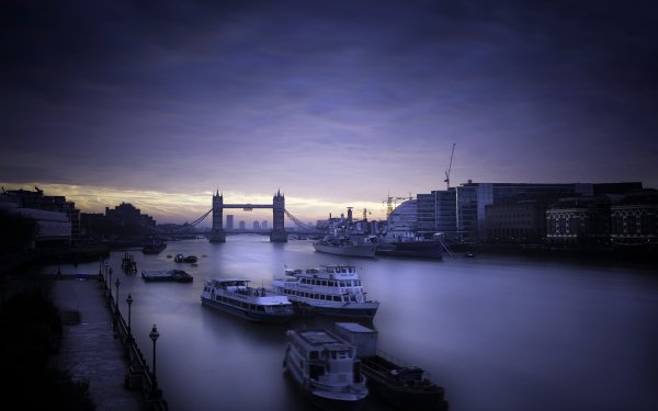 Man Made Tower Bridge Bridges Thames River London Boat Evening United Kingdom Ferry HD Wallpaper | Background Image