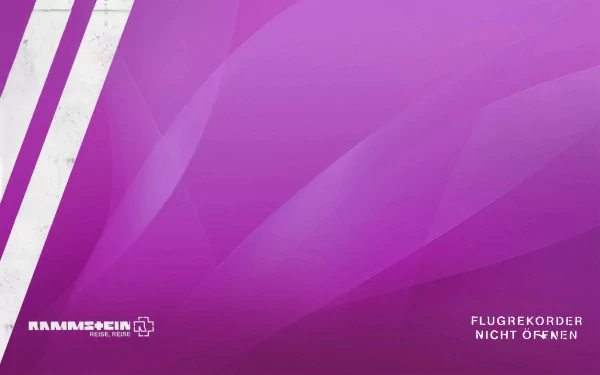 2K Quad HD PC desktop wallpaper — Rammstein music design: abstract purple geometric background with white diagonal stripes, small Rammstein logo and Flugrekorder nicht öffnen text.