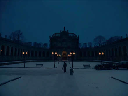 building night courtyard movie The Grand Budapest Hotel HD Desktop Wallpaper | Background Image