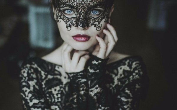 Photography Mask Black Blue Eyes Face Lipstick HD Wallpaper | Background Image