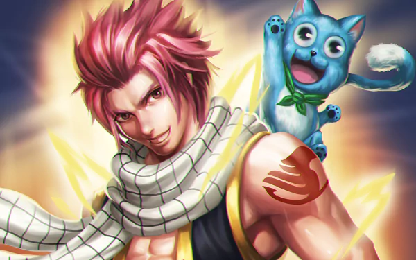 Happy (Fairy Tail) Natsu Dragneel Anime Fairy Tail HD Desktop Wallpaper | Background Image