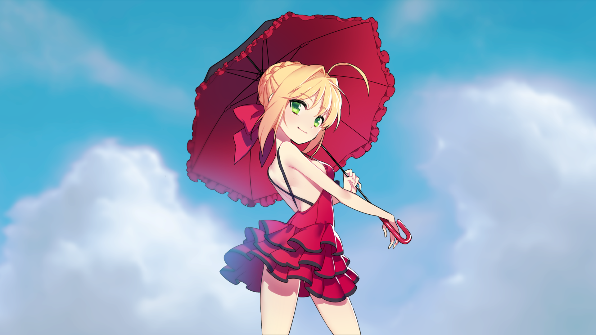 HD Wallpaper of Saber from Fate/Extra: A Beautiful Anime Scene