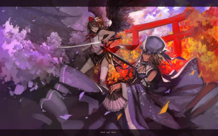 Yuyuko Saigyouji Aya Shameimaru Anime Touhou HD Desktop Wallpaper | Background Image