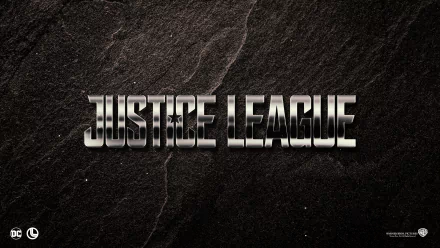 A bold Justice League logo featured on a textured dark background, designed as a high-definition desktop wallpaper for movie enthusiasts.