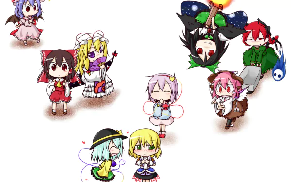 Utsuho Reiuji Rin Kaenbyou Satori Komeiji Koishi Komeiji Yukari Yakumo Reimu Hakurei Remilia Scarlet Flandre Scarlet Anime Touhou HD Desktop Wallpaper | Background Image