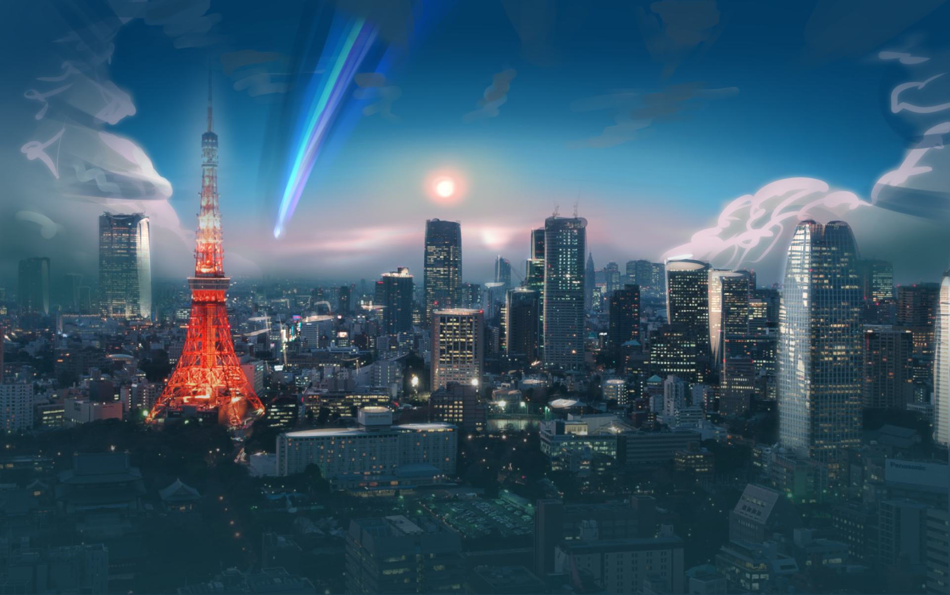 Your Name. Anime HD Wallpaper - Cityscape at Dusk