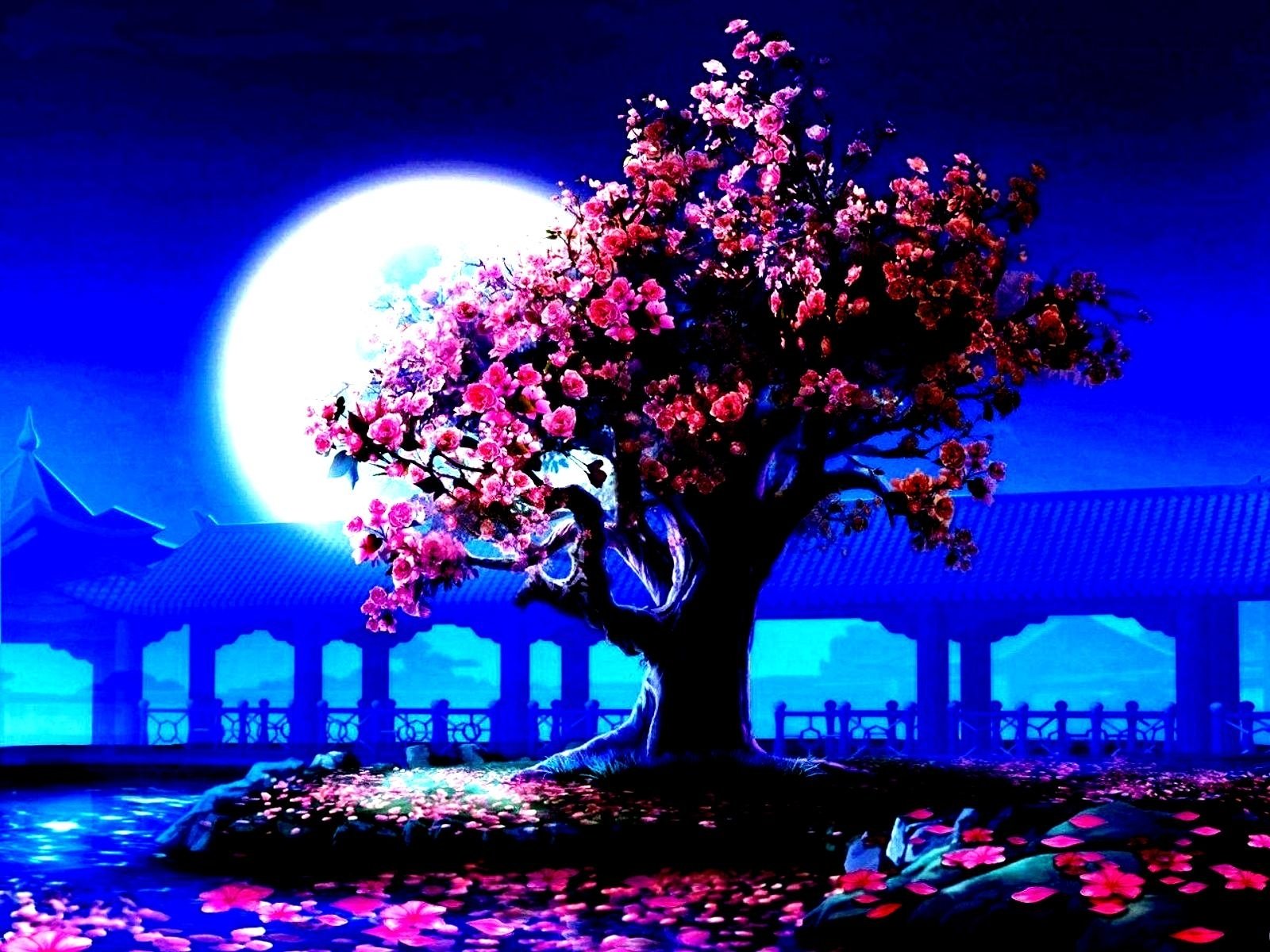 Pink Tree in the Moonlight