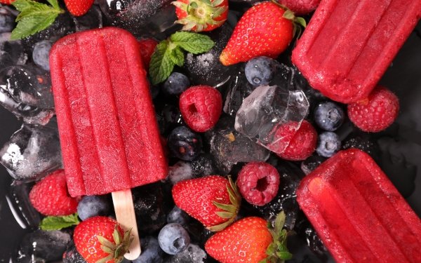 Food Ice Cream Ice Cube Berry Fruit Strawberry Blueberry Raspberry Blackberry HD Wallpaper | Background Image