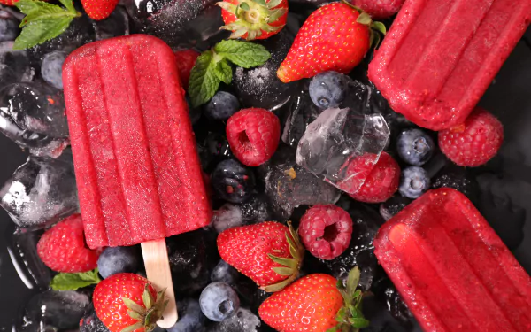 blackberry raspberry blueberry strawberry fruit berry ice cube food ice cream HD Desktop Wallpaper | Background Image