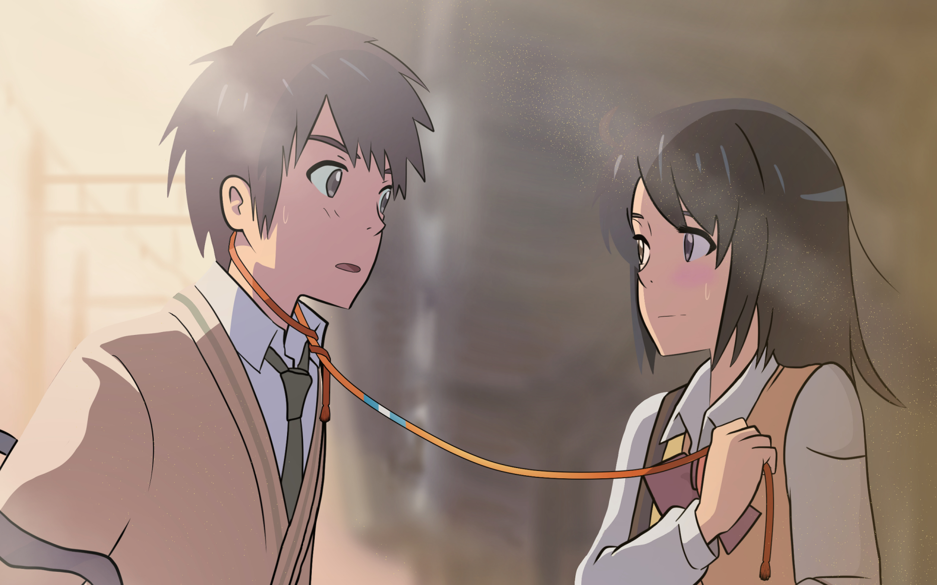 Anime Your Name. Mitsuha Miyamizu Kimi No Na Wa. Taki Tachibana