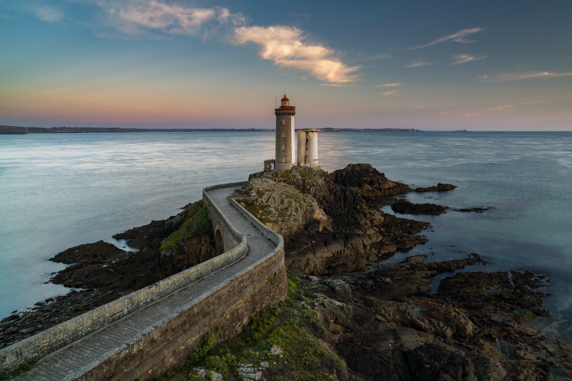 Download Coast Path Horizon Ocean Man Made Lighthouse HD Wallpaper