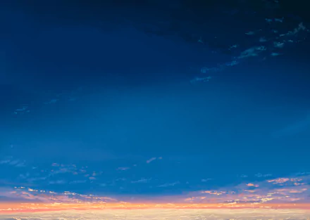 HD anime desktop wallpaper from Your Name. featuring a vibrant sky transitioning from sunset to night with soft clouds.