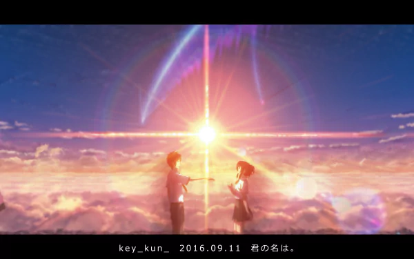 A captivating 4K Ultra HD wallpaper featuring Taki Tachibana and Mitsuha Miyamizu from the anime Your Name, amidst a stunning celestial backdrop.